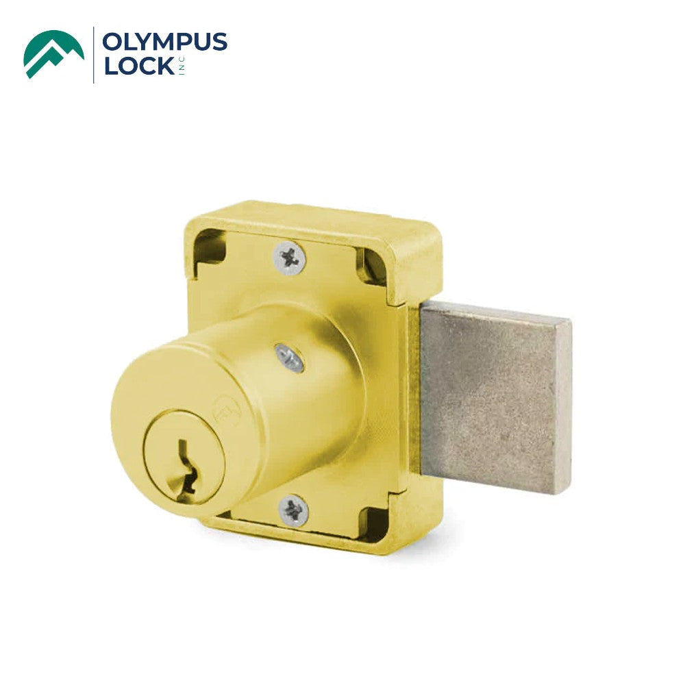 OLYMPUS LOCK - 100DR - Cabinet Deadbolt Door Lock - Key-Retaining Optional Drawer - N Series - Optional Cylinder Length - Optional Keying - US4 (Satin Brass-606)