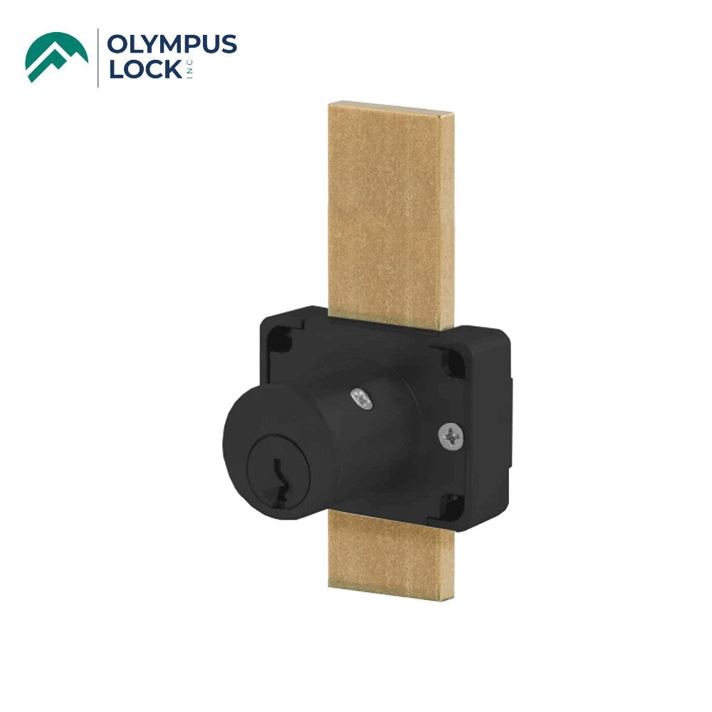 OLYMPUS LOCK - 200DW - Deadbolt Drawer Lock - N Series - Optional Cylinder Length - Long Bolt - Optional Keying - US19 (Flat Black-622)