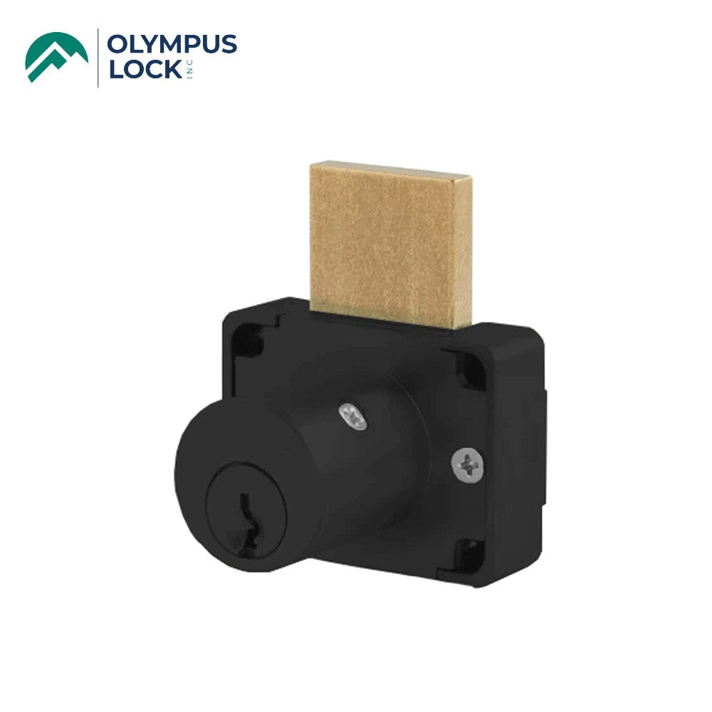 OLYMPUS LOCK - 200DW - Deadbolt Drawer Lock - Key-Retaining Optional Drawer - N Series - Optional Cylinder Length - Optional Keying - US19 (Flat Black-622)