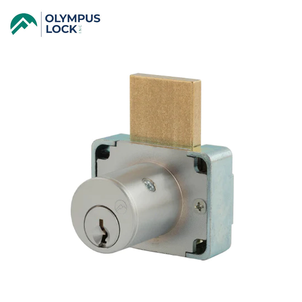 OLYMPUS LOCK - 600DW - Cabinet Deadbolt Drawer Lock - R Series - CCL R1 Keyway - Optional Cylinder Length - Key-Retaining - Optional Keying - Optional Handed - US26D (Satin Chrome-626)