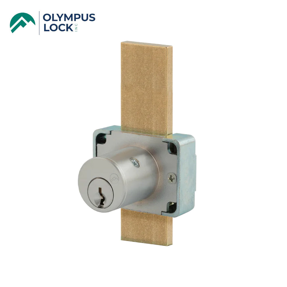 OLYMPUS LOCK - 600M - Cabinet Deadbolt Drawer Lock - MRI Function - R Series - CCL R1 Keyway - Optional Cylinder Length - Long Bolt - Optional Keying - US26D (Satin Chrome-626)