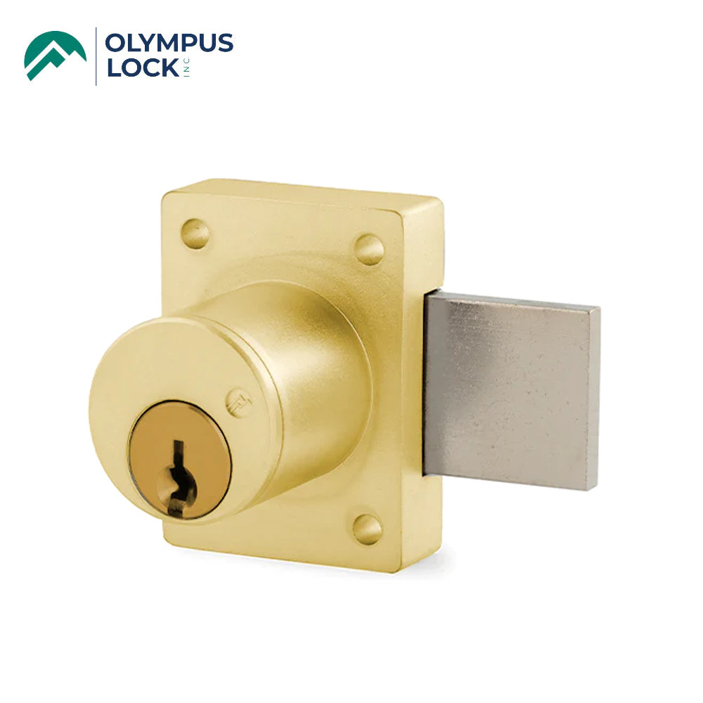 OLYMPUS LOCK - 700KL - Cabinet Deadbolt Door Lock - Key-Retaining - Schlage C Keyway - S Series - Optional Cylinder length - Optional Keying - Optional Handed - US3 (Polished Brass-605)