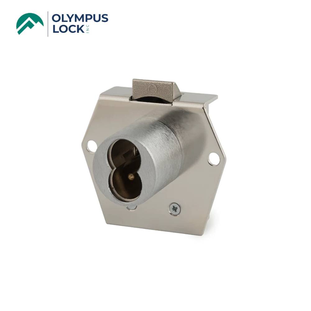 OLYMPUS LOCK - 725RL - Small Format (BEST) IC Core Rim Latch Door and Drawer Cabinet Lock -  Optional Reverse Latch - Optional Cylinder Length - Optional Handed - US26D (Satin Chrome-626)