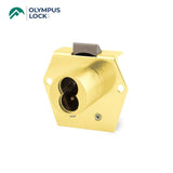 OLYMPUS LOCK - 725RL - Small Format (BEST) IC Core Rim Latch Door and Drawer Cabinet Lock - 1-1/16 Inch Cylinder Length - Optional Handed - US3 (Polished Brass-605)