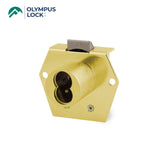 OLYMPUS LOCK - 725RL - Small Format (BEST) IC Core Rim Latch Door and Drawer Cabinet Lock - Optional Reverse Latch - 1-1/16 Inch Cylinder Length - Optional Handed - US4 (Satin Brass-606)