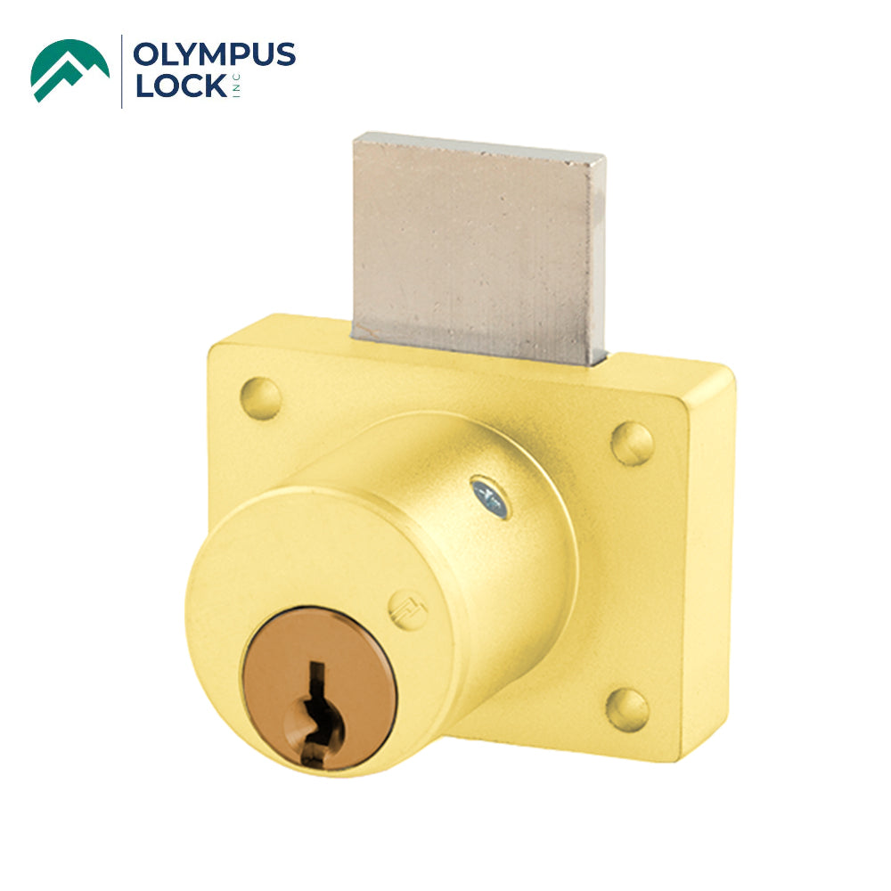 OLYMPUS LOCK - 800KI - Cabinet Deadbolt Drawer Lock - Key-Retaining - Schlage C Keyway - S Series - Optional Cylinder length - Optional Keying - Optional Handed - US3 (Polished Brass-605)