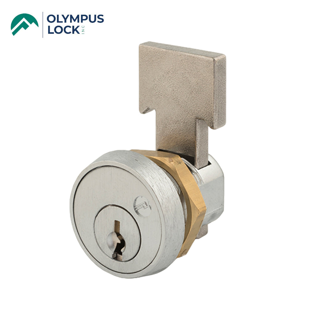 OLYMPUS LOCK - T37 - T-Bolt Metal Drawer Lock - N Series - 4-Pin Cylinder - Optional Keying - US26D (Satin Chrome-626)