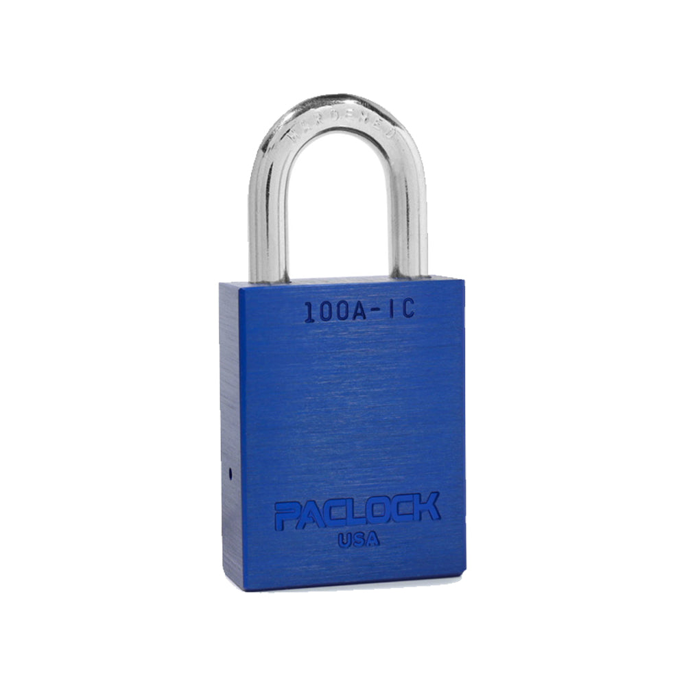 PACLOCK Medium-Duty Aluminum Padlock with 3/4 Inch Shackle Spread 100A-IC Series - Hardened Steel Shackles