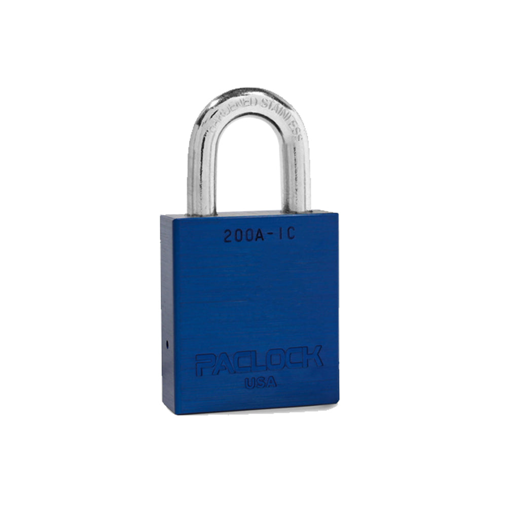 PACLOCK Heavy-Duty Aluminum Padlock with 3/4 Inch Shackle Spread 200A-IC Series - Hardened Steel Shackles