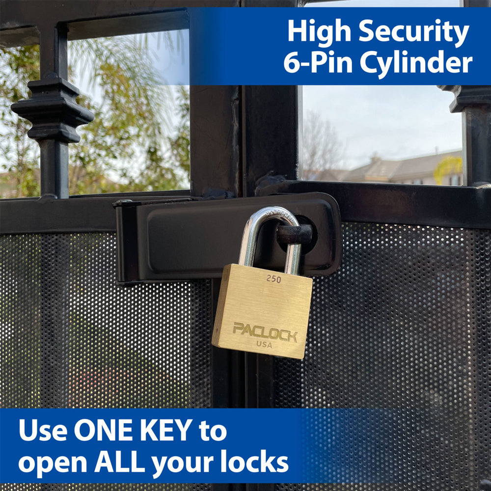 PACLOCK Heavy-Duty Brass Padlock with 3/4 Inch Shackle Spread and M1 Keyway 250 Series