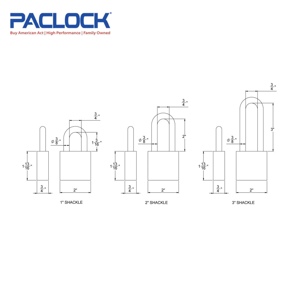 PACLOCK Heavy-Duty Brass Padlock with 3/4 Inch Shackle Spread and PR1 Keyway 250 Series