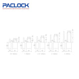 PACLOCK Light-Duty Aluminum Padlock with 3/4 Inch Shackle Spread 90A Series - Brass Shackles