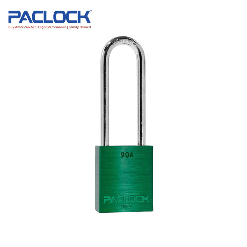 PACLOCK Light-Duty Aluminum Padlock with 3/4 Inch Shackle Spread 90A Series - Brass Shackles