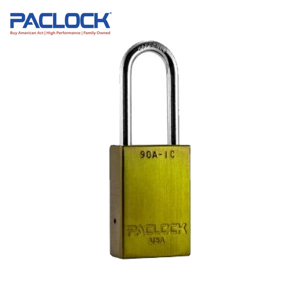 PACLOCK Light-Duty Aluminum Padlock with 3/4 Inch Shackle Spread 90A-IC Series - Hardened Steel Shackles