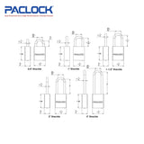 PACLOCK Aluminum Lock 7-Pin - Tag Out Padlock with 3/4 Inch Shackle Spread and PR1 Keyway 90A-PRO Series - Hardened Steel Shackles