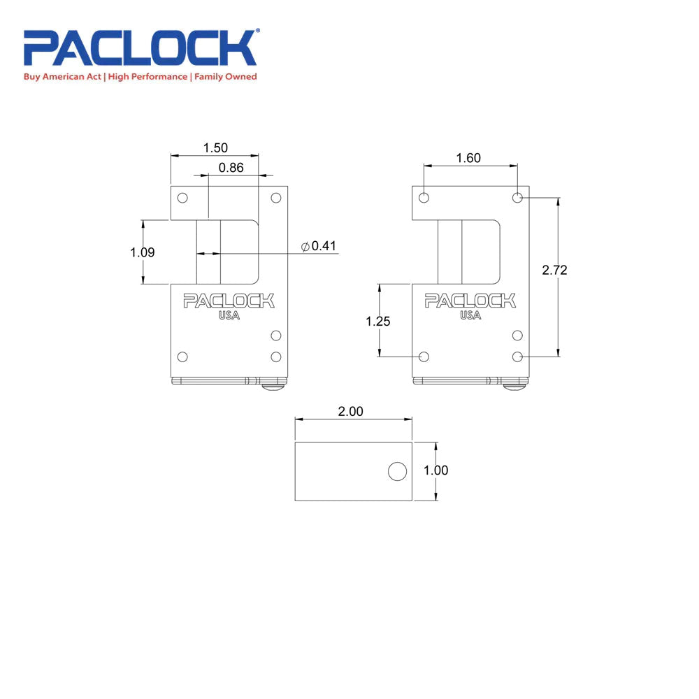 PACLOCK Hidden-Shackle Aluminum Block-Lock-Style Lock with PR1 Keyway FSIC-BL17A-1100 Series - Hardened Steel Shackles