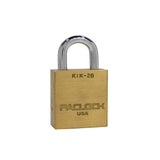 PACLOCK Medium-Duty Brass Padlock with 3/4 Inch Shackle Spread KiK-2B Series