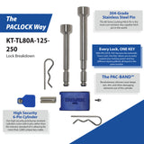 PACLOCK Locking Hitch Pin Kit for 1-1/4 Inch and 2 Inch, 2.5 Inch, 3 Inch Receivers KT-TL80A-125-250 Series