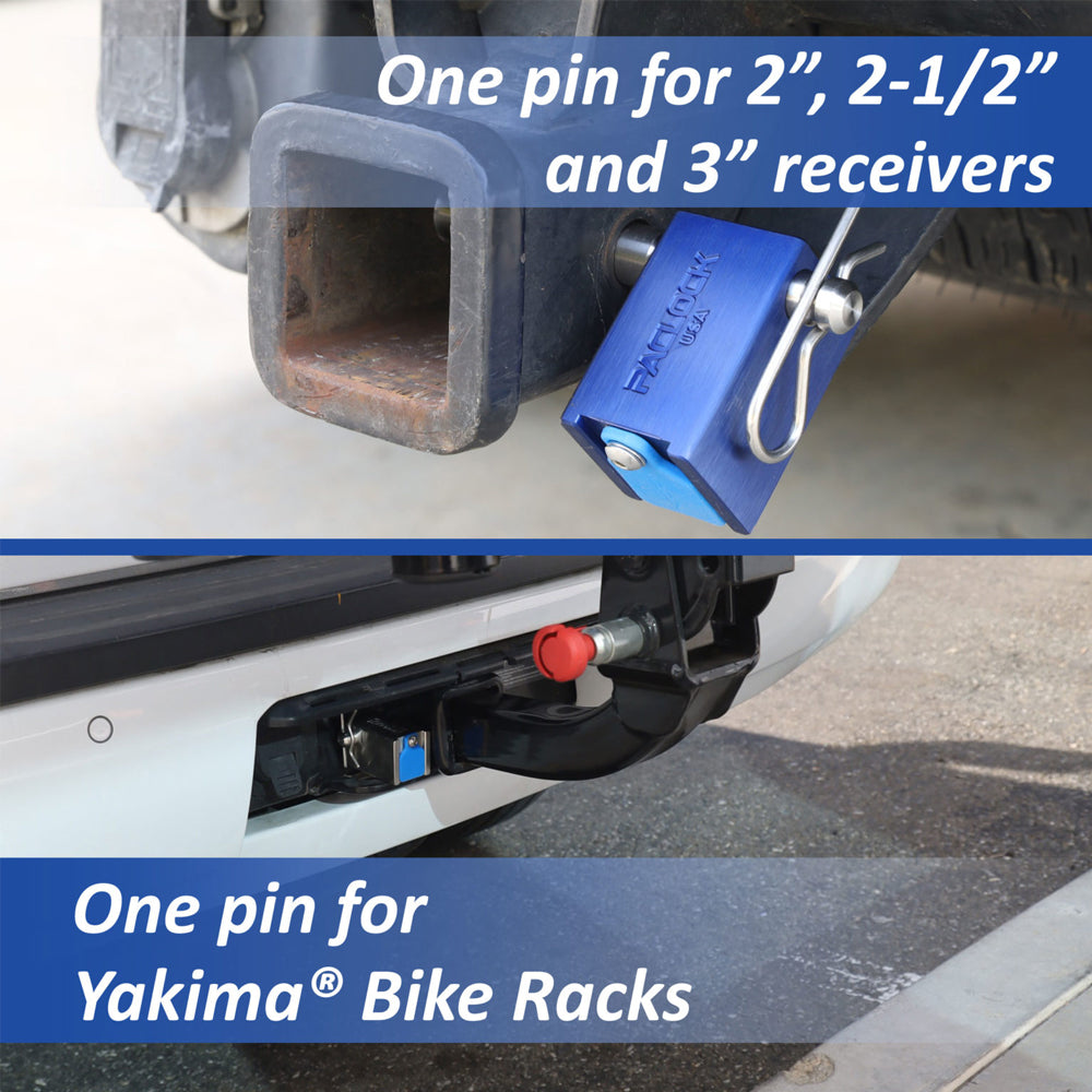 PACLOCK Locking Hitch Pin Kit for 2 Inch, 2.5 Inch, 3 Inch and Yakima Bike Racks KT-TL80S-250-YK-1 Series