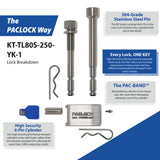 PACLOCK Locking Hitch Pin Kit for 2 Inch, 2.5 Inch, 3 Inch and Yakima Bike Racks KT-TL80S-250-YK-1 Series