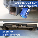 PACLOCK Locking Hitch Pin Kit for 1-1/4" and 2", 2.5", 3" Receivers "KT-UCS-80S-125-250" Series