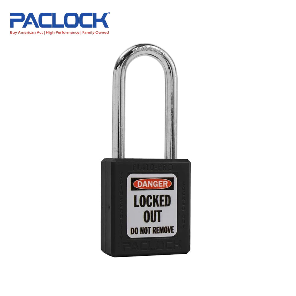 PACLOCK Thermoplastic 7-Pin Lock - Tag Out Padlock with Shackle Spread 3/4 Inch and Keyways PR2 PL410-PRO Series - Hardened Steel Shackles