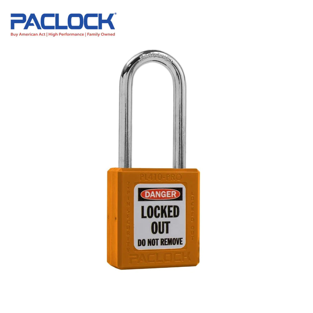 PACLOCK Thermoplastic 7-Pin Lock - Tag Out Padlock with Shackle Spread 3/4 Inch and Keyways PR2 PL410-PRO Series - Hardened Steel Shackles