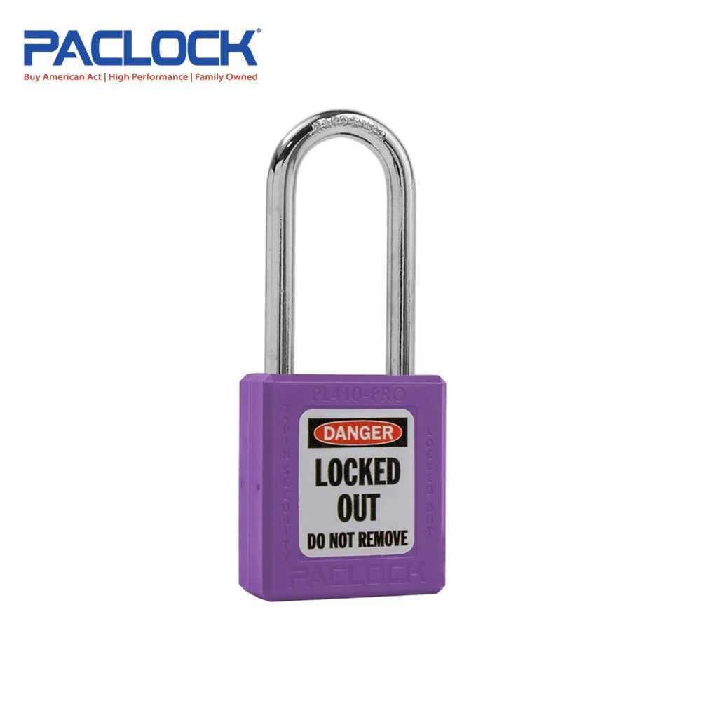 PACLOCK Thermoplastic 7-Pin Lock - Tag Out Padlock with Shackle Spread 3/4 Inch and Keyways PR2 PL410-PRO Series - Hardened Steel Shackles