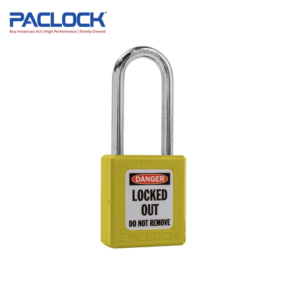 PACLOCK Thermoplastic 7-Pin Lock - Tag Out Padlock with Shackle Spread 3/4 Inch and Keyways PR2 PL410-PRO Series - Hardened Steel Shackles