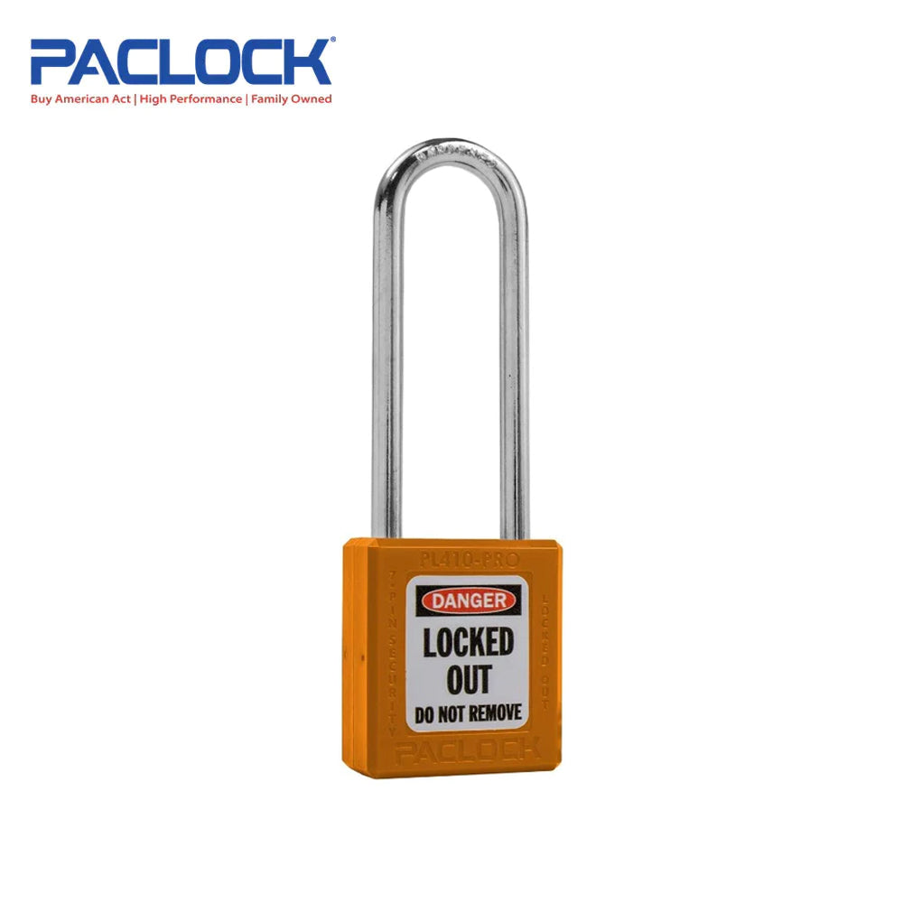 PACLOCK Thermoplastic 7-Pin Lock - Tag Out Padlock with Shackle Spread 3/4 Inch and Keyways PR2 PL410-PRO Series - Hardened Steel Shackles