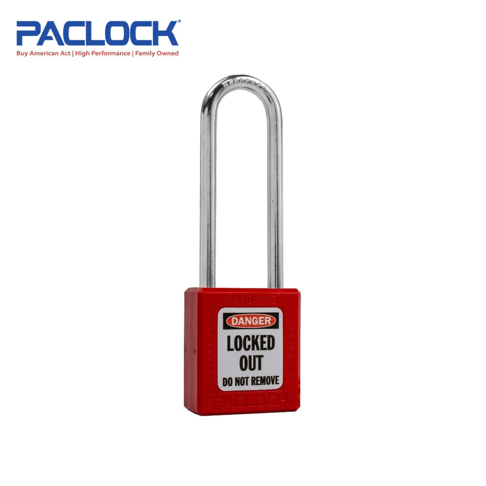 PACLOCK Thermoplastic 7-Pin Lock - Tag Out Padlock with Shackle Spread 3/4 Inch and Keyways PR2 PL410-PRO Series - Hardened Steel Shackles