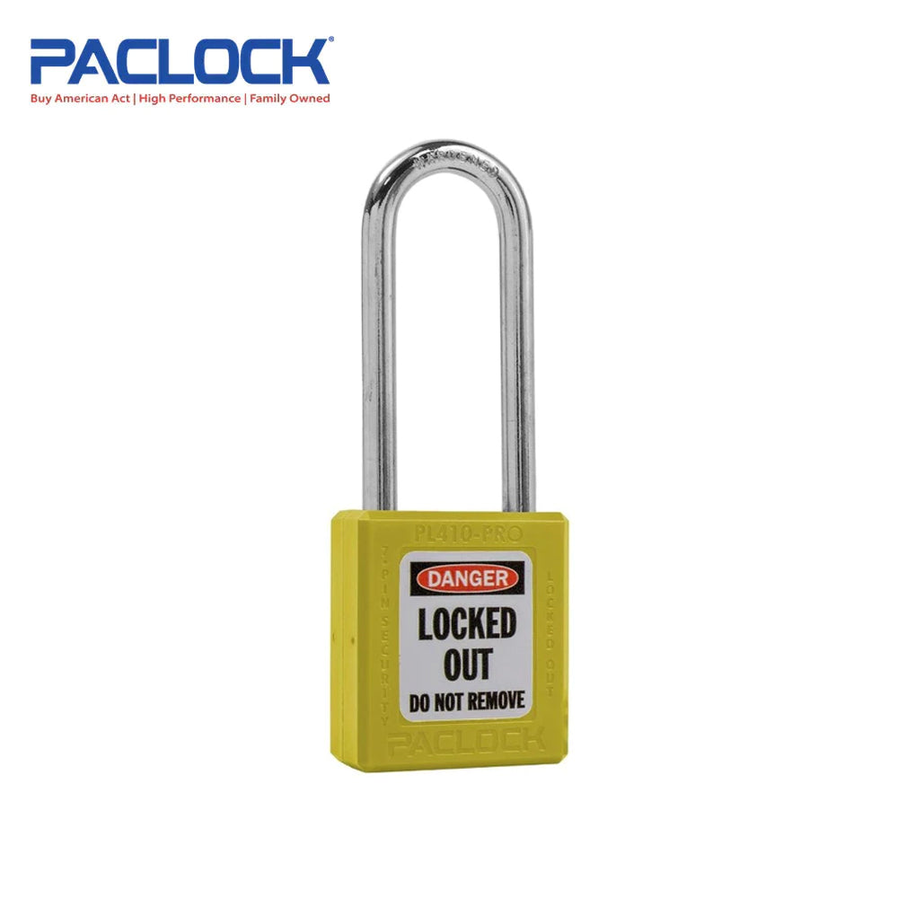 PACLOCK Thermoplastic 7-Pin Lock - Tag Out Padlock with Shackle Spread 3/4 Inch and Keyways PR2 PL410-PRO Series - Hardened Steel Shackles