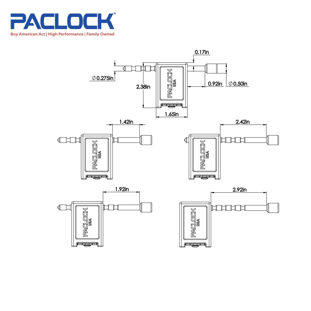 PACLOCK Universal Trailer Coupler Lock with P0 Keyway TL79A Series - 316 Stainless Steel Shackles