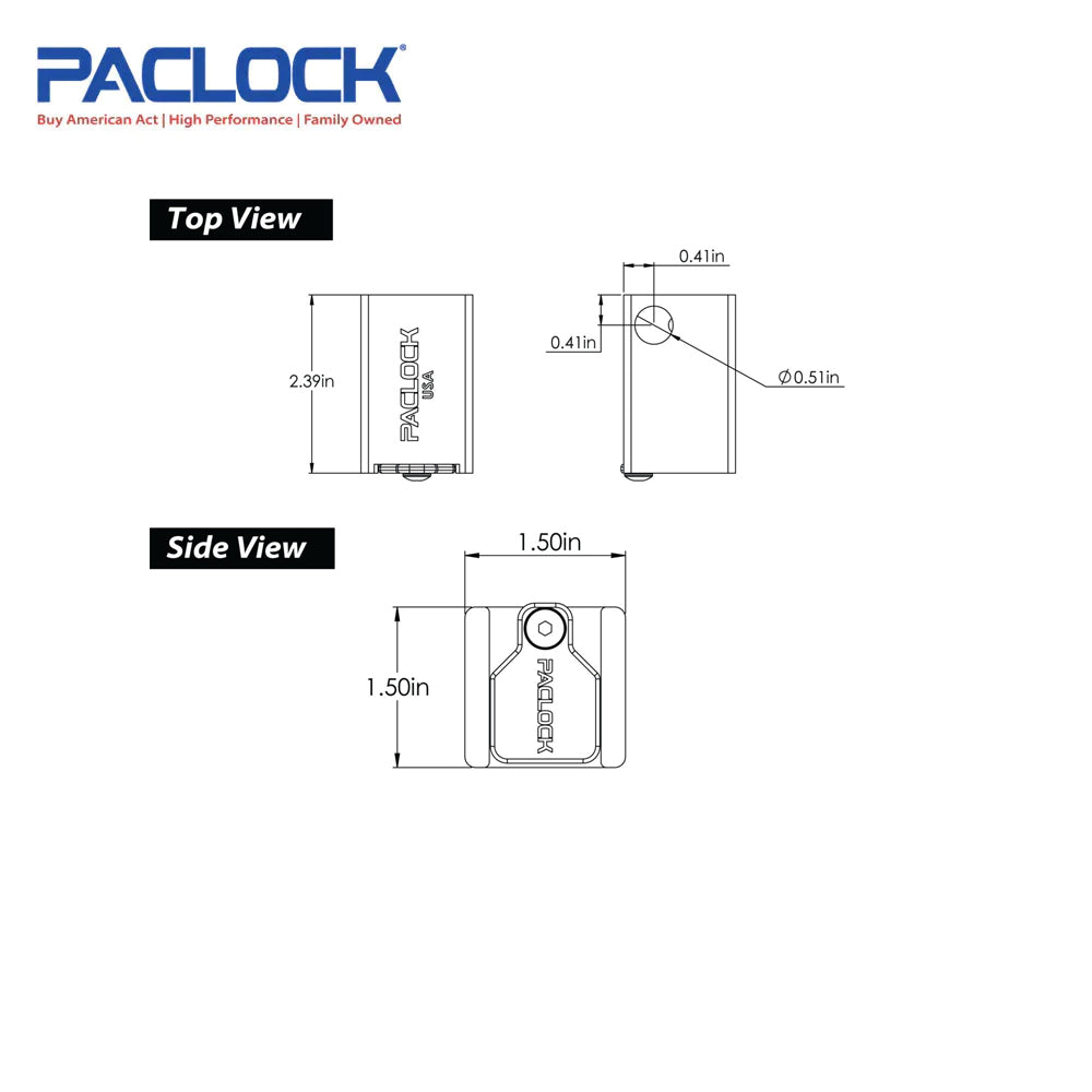 PACLOCK Aluminum Locking Hitch Pin Lock Body TL80A Series