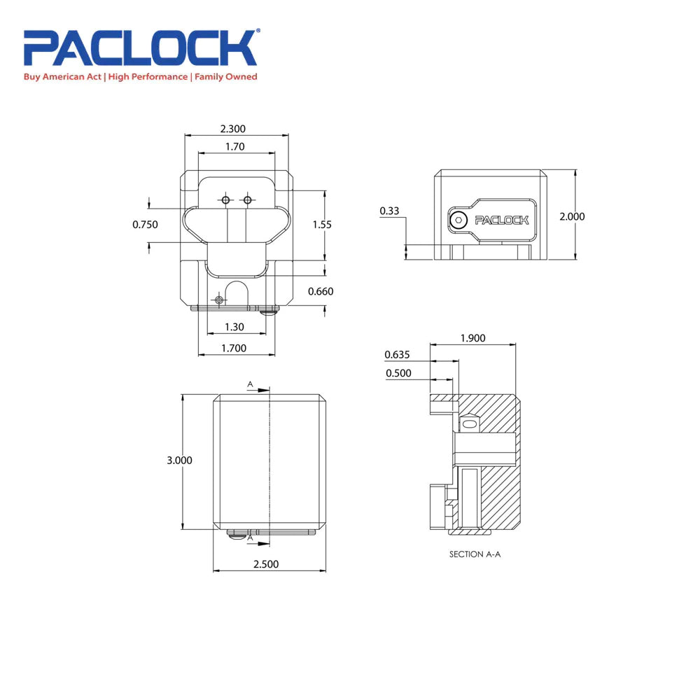 PACLOCK Hidden-Shackle Aluminum Trailer Door Lock with PR1 Keyway TL81A Series - Hardened Steel Shackles