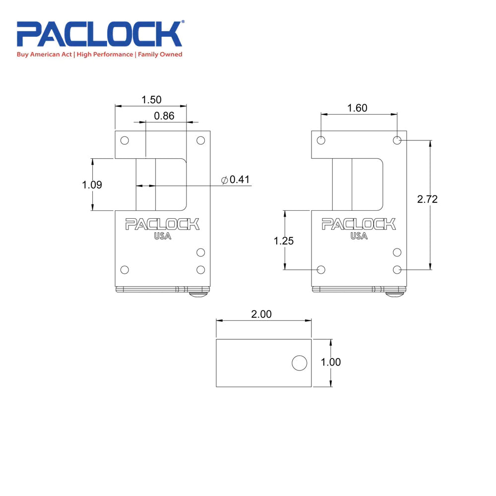 PACLOCK Hidden-Shackle Aluminum Block-Lock-Style Lock UCS-17A-1100 Series - Hardened Stainless Steel Shackles