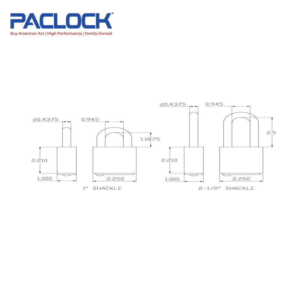 PACLOCK Ultra-Heavy-Duty Stainless Steel Padlock with 3/4 Shackle Spread UCS-4S Series - Hardened Stainless Steel Shackles - Hardened Stainless Steel Shackles