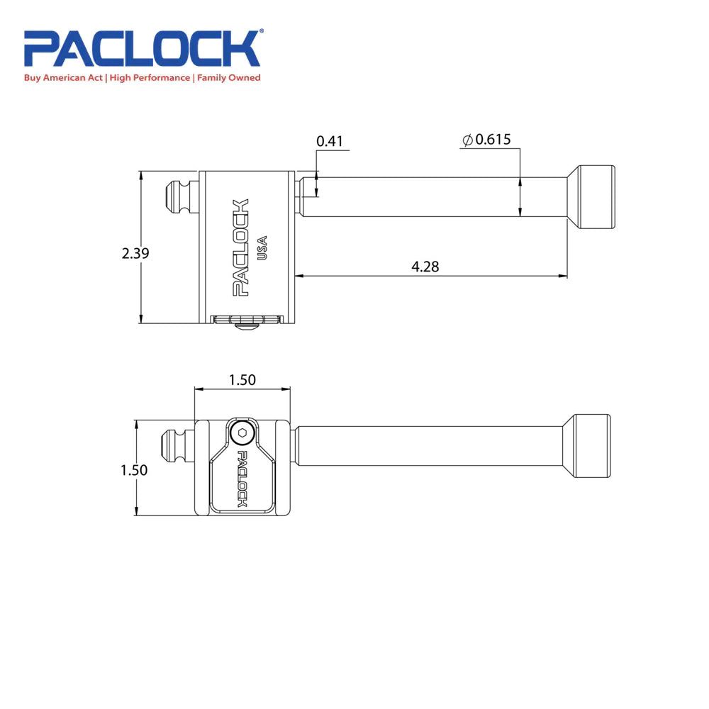 PACLOCK Locking Hitch Pin - Aluminum - for 4 Inch Wide Receivers UCS-80A-400 Series - 316 Stainless Steel Shackles