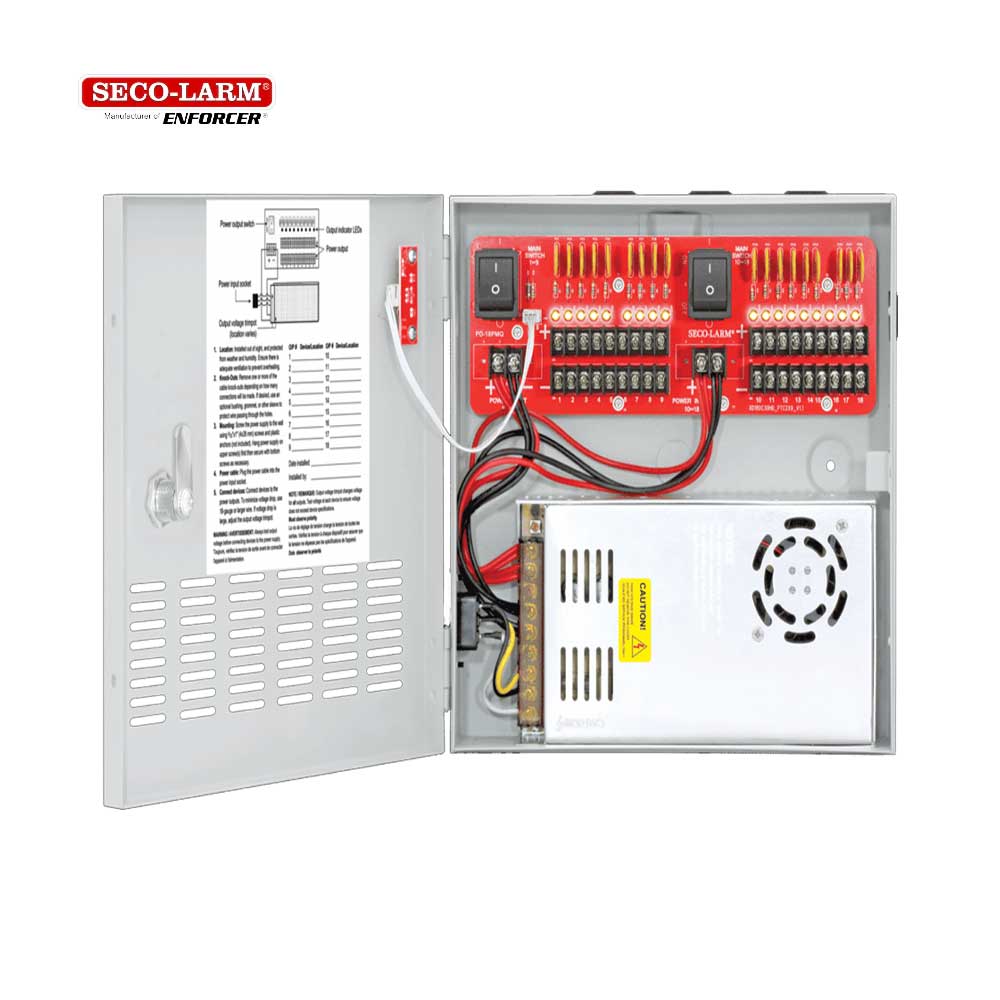 SECO-LARM PC-U1830-PULQ 12VDC Switching CCTV Power Supply, 18 Outputs, 30A total