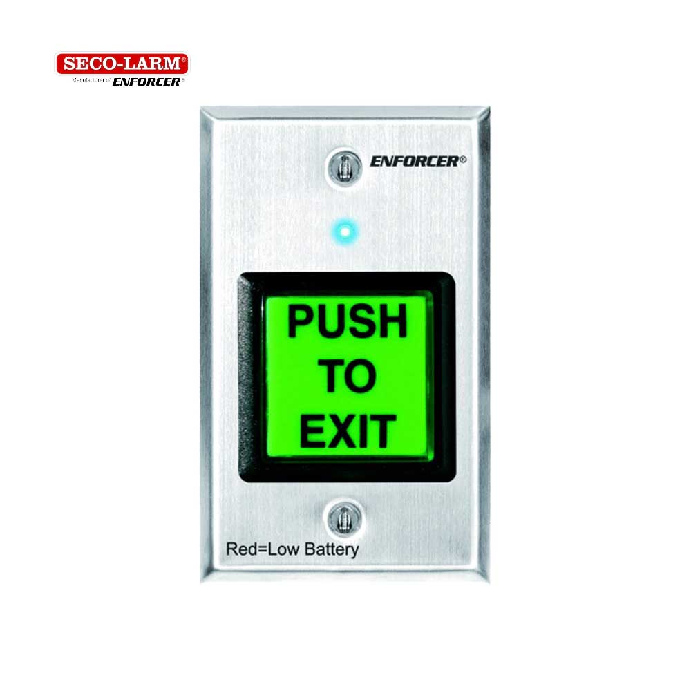 SECO-LARM SD-8202GT-PEQ RF Wireless Request-to-Exit Plate, Single-Gang, Green 2" Square Button