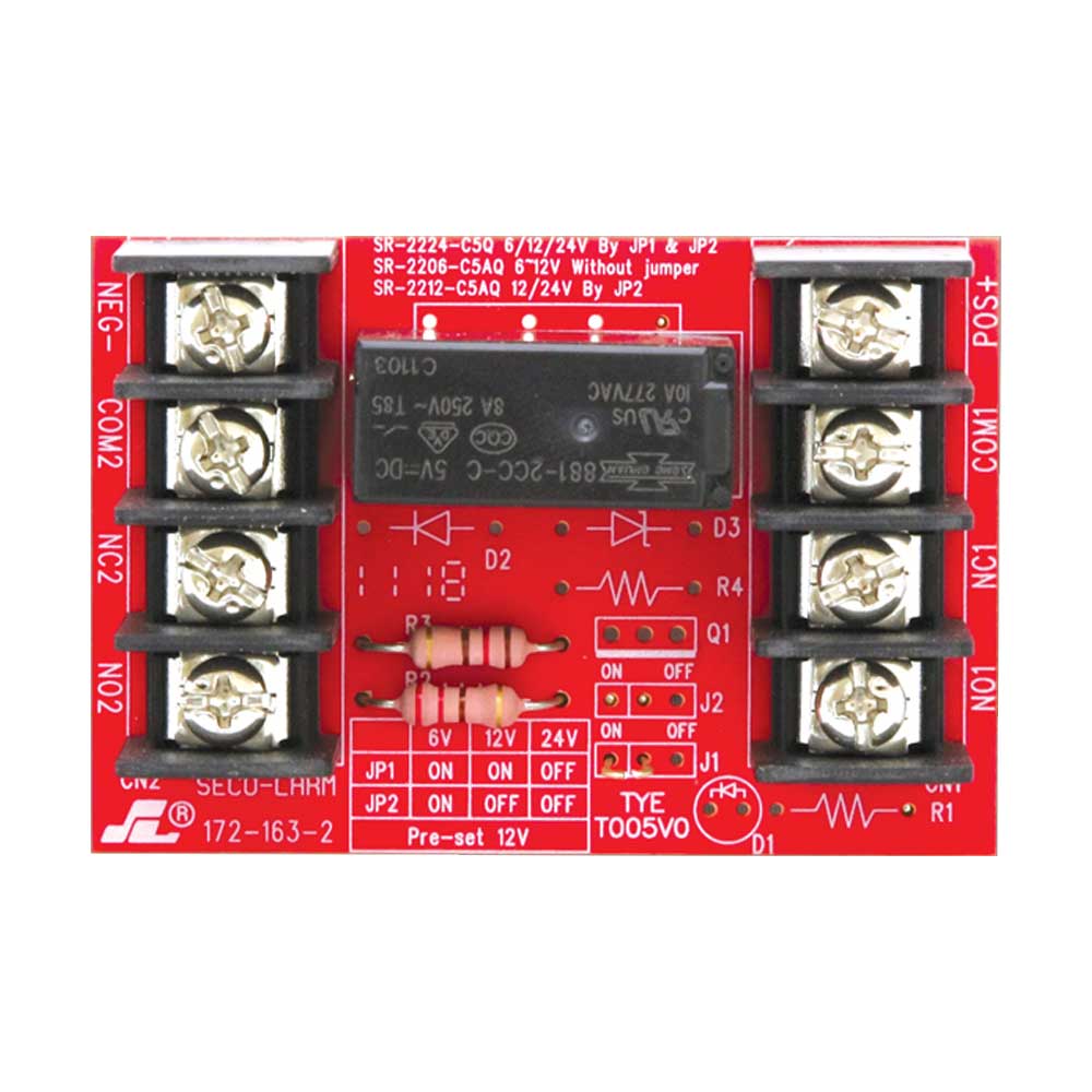 SECO-LARM SR-2212-C5AQ Relay Modules â€“ 12/24VDC Trigger Voltage, One 5A Form C DPDT Relay